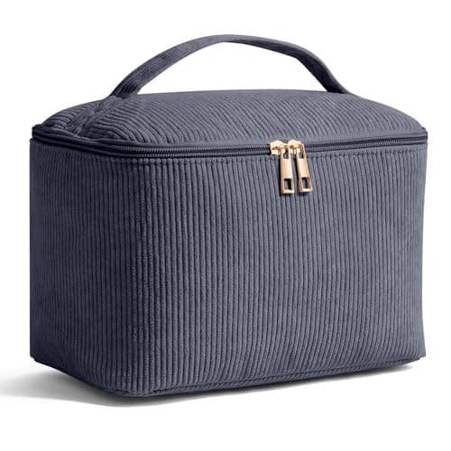 MAGEFY Makeup Bag Cosmetic Bag Large Capacity with Handle Make Up Bags with Mesh Pocket, Travel Makeup Bag for Women,Grey