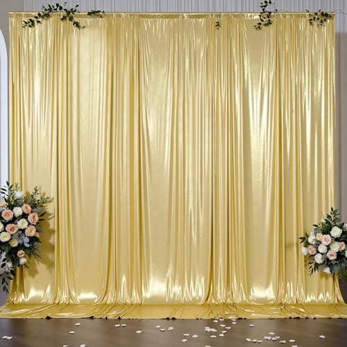 Outpain 10x10ft Gold Sequin Backdrop Curtains -Heavy Duty Gold Photography Backdrops with Non-Shedding Glitter, Wrinkle-Free Stage Drapes for Wedding/Christmas/Studio Shoots (5x10ft 2 Panels)