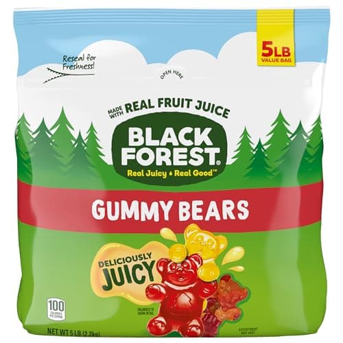 Black Forest Gummy Bears Candy, Made With Real Fruit Juice, Resealable 5-Pound Bulk Bag