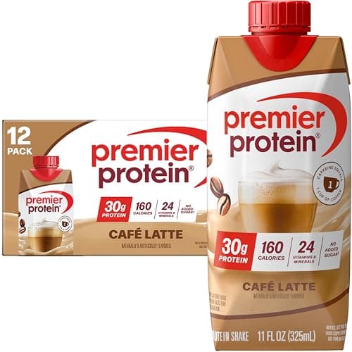 Premier Protein Shake, Café Latte, 30g Protein, No Added Sugar, 24 Vitamins & Minerals to Support Immune Health, 11 fl oz, 12 Pack (Packaging May Vary)