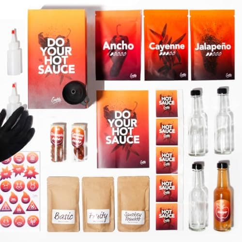 Craftly DIY Hot Sauce Making Kit | Includes Cayenne, Carolina Reaper, Jalapeño, Charapita | Gift for Birthdays, Anniversaries | Gift idea for men and women | Birthday Gift for Him, Her