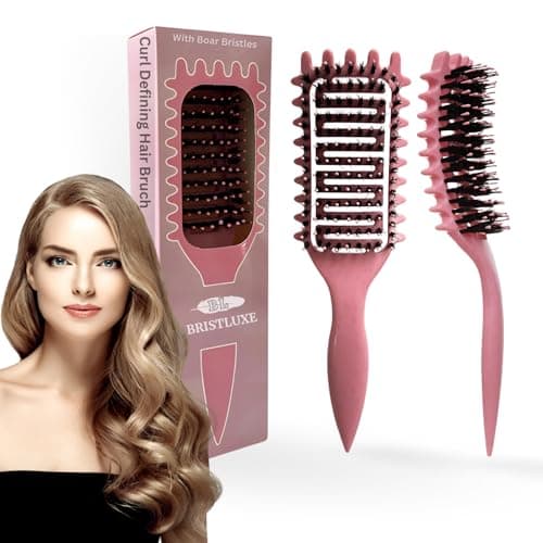 Latest Curl Defining Brush for Curly Hair,Vented Hair Brush with Boar Bristles, Unisex Styling and Detangling,Shaping and Defining Curls with Reduce Pulling, Ideal for All Hair Types (Pink)