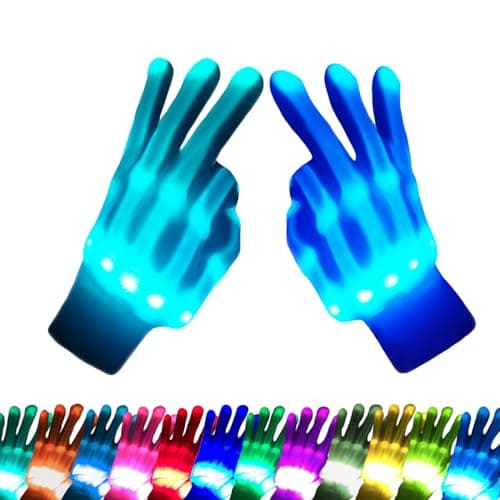 COLEDRE Kids Toys 12 Colors LED Gloves Cool Toys Gifts for Age 5-7 8-12 Years Old Boys Girls Stocking Stuffers Kids Teens Christmas Halloween Costumes Light Up Gloves Birthday Parties Gifts (1 Pair M)