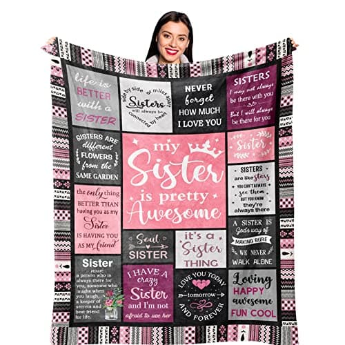 Ruvinzo Sister Gifts from Sis, Sisters Birthday Gift Idea, Best Sister Ever Gift for Women, Birthday Gifts for Sisters, Sis Soft Throw Blanket 60" x 50"