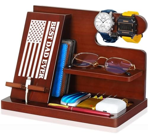 Dad Gifts for Fathers Day, Fathers Day Dad Gifts from Daughter Son, Fathers Day Husband Gifts from Wife, Christmas Birthday Gifts for Dad, Stocking Stuffers for Men Him Dad, Wood Phone Docking Station
