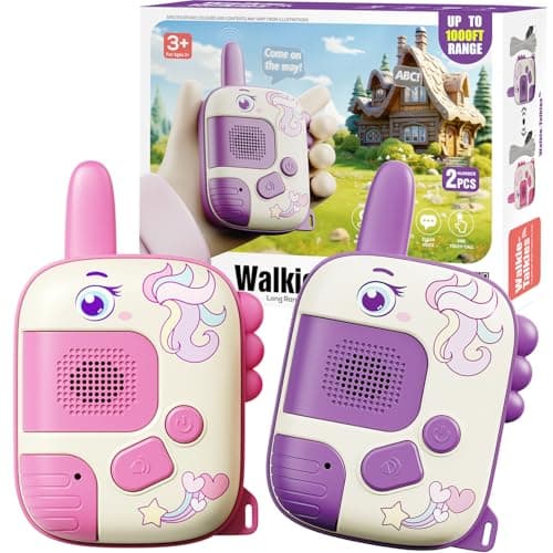Walkie Talkies Toys for Girls:Unicorn Toys 2 Pack Birthday Gifts for 3 4 5-7 8 Year Old Girls Toy for 4 5 6 7 8-10 Year Old Camping Outdoor Games,Christmas Stocking Stuffers for Girls Kids