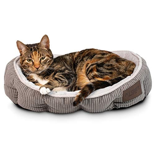 Pet Craft Supply Cat Bed for Indoor Cats - Kitten Bed - Machine Washable - Ultra Soft - Self Warming - Refillable Catnip Pouch,Grey,19x14x5 Inch (Pack of 1)