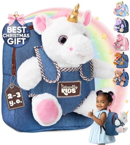 Naturally KIDS Unicorn Toys Gifts for 2 Year Old Girls, 3 Year Old Girl Gifts, 2 Year Old Girl Birthday Gift, Christmas Gifts for 3 Year Old Girl, Toddler Unicorn Backpack