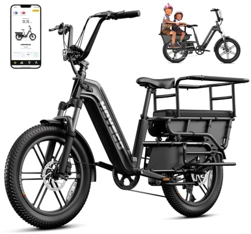 HOVSCO Family Electric Bike with Child Seat - 1300W 28MPH Fat Tire Ebike, 48V 15Ah Battery, 450LBS Load Capacity, Hydraulic Brakes & APP Control, UL 2849 Certification