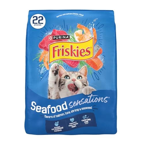 Purina Friskies Dry Cat Food Seafood Sensations With Salmon, Tuna, and Shrimp Flavors - 22 lb. Bag