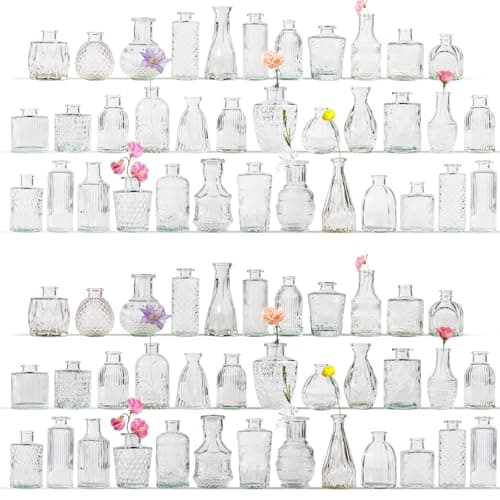 Yabool 72 Pcs Bud Vase Set, Vases for Centerpieces, Cute Glass Bud Vases in Bulk, Small Vases for Flowers, Clear Vase Set for Wedding Decorations, Home Table Flower Décor