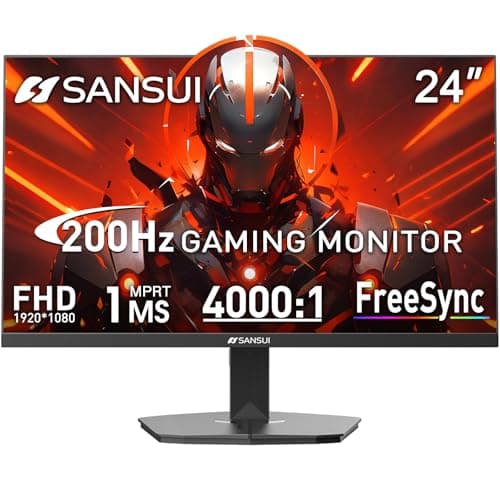 SANSUI Gaming Monitor, 24 Inch 200Hz 180Hz, FHD 1080P 1ms 110% sRGB Computer Monitor, HDMI DP Ports VESA Support for Game Office (HDMI Cable Included)