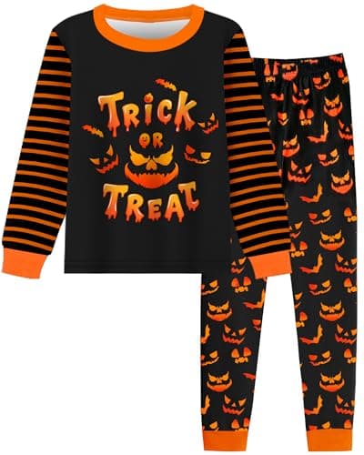 Fiodrimy Boys Pajamas Kids Toddler Halloween Pajama Set for Boy Horror Trick or Treat Long Set Sleepwear Pjs Set Cute Boys Clothes Size 10