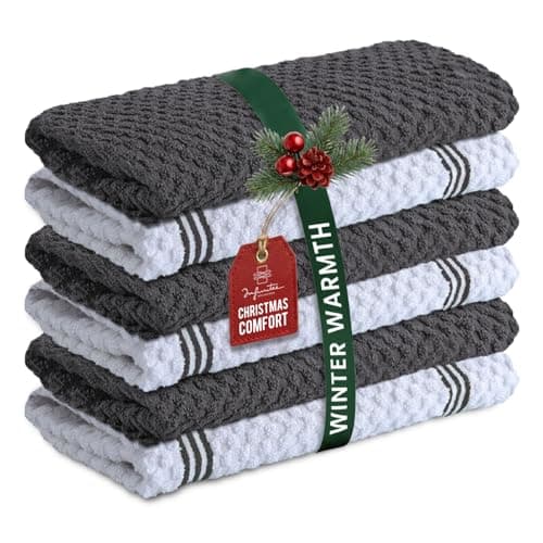 Infinitee Xclusives 100% Cotton Kitchen Towels - 15x25 Inch Ultra Soft Tea Towel, Super Absorbent Terry Dish Towels for Kitchen Linens |Grey|