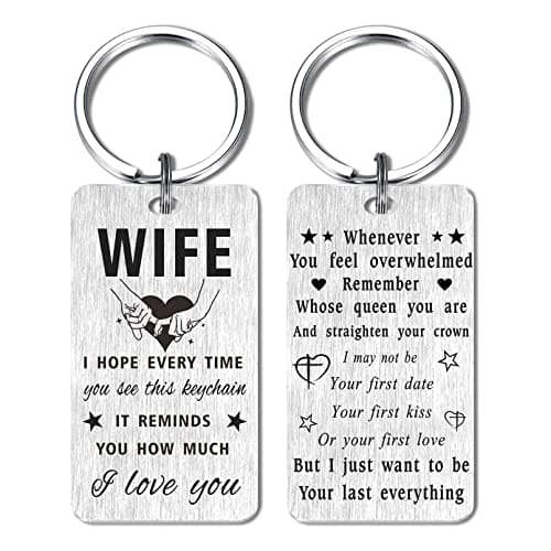 Gezxin Gifts for Wife Romantic-To My Wife Keychain from Husband-Wife Mother's Day Gift-I Love You Wife Birthday Anniversary Present for Women Her-Awesome Wife Valentines Christmas Xmas Keepsake