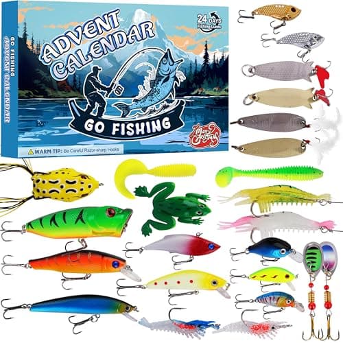 EPUMP Advent Calendar 2024 Fishing Lure for Man Adult Teen - 24 Days Christmas Countdown Fish Tackle Set - Xmas Surprise Fish Bait Gift for Father Grandpa Brother Boyfriend