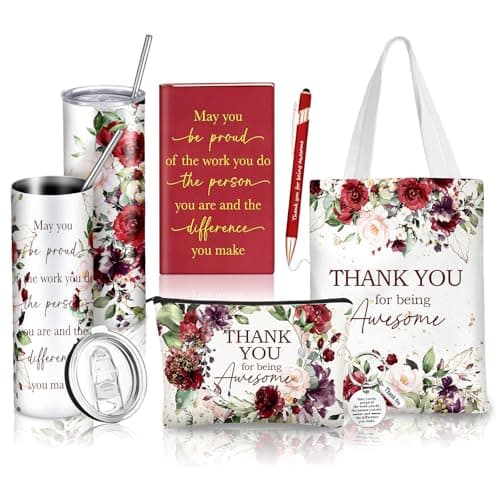 Wiwiqing 6 Pcs Christmas Appreciation Gift Set for Coworker Female Women Thank You May You Be Proud Ink Flower Gifts for Employee Staff Teacher Volunteer Administrative Professional(Vintage Style)