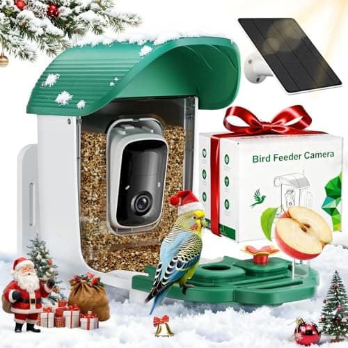 Bird Feeder with Camera, Solar Powered Outdoor Birdhouse, 2K HD AI Smart Identify Birds Species, Instant Motion Detection & Alerts, Capture BirdVideo, Gifts for Mom Dad and Bird-Lovers(Green)