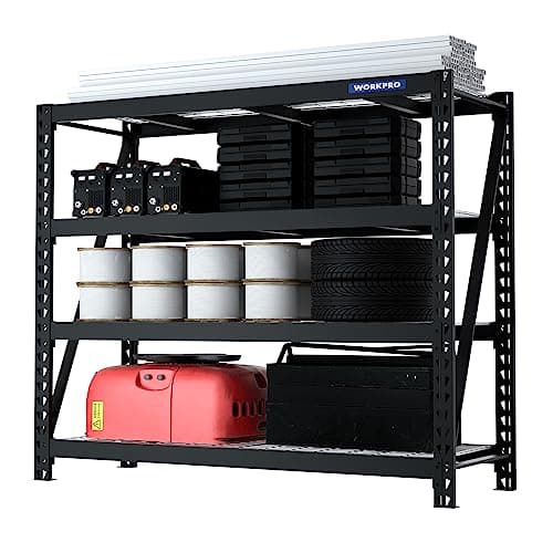 WORKPRO 68" Ultra Wide 4-Tier Metal Garage Shelving Unit, 68"W x 24"D x 65"H, 7200 LBS Capacity, Heavy Duty Storage Utility Rack, Industrial Adjustable Shelves for Shop Warehouse Basement Fish Tank