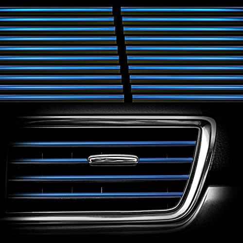 20Pcs Car Auto Air Conditioner Vent Outlet Trim Strip, DIY Decoration Chrome PVC Car Interior Moulding Trim Strip Line for All Straight Air Vent Outlet (Blue)