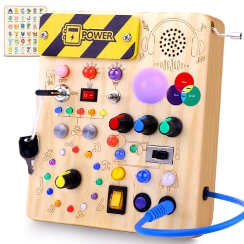 Sumsoltic Busy Board,Montessori Toys for 1-3 Year Old Boys & Girls,Travel Educational Learning Activities for Toddlers,Sensory Toy for Kids with Autism (Busy Board v5)