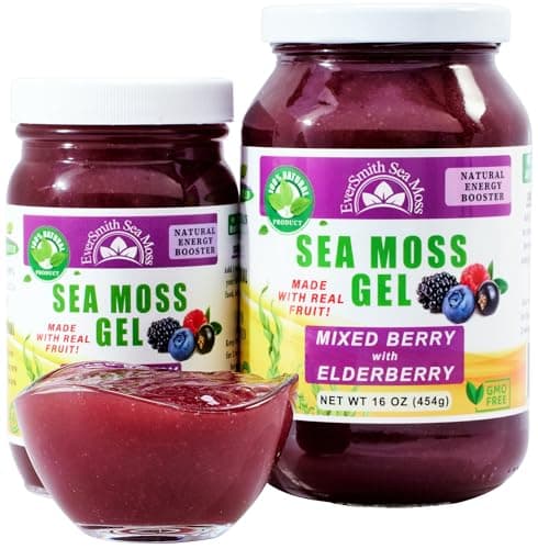 EverSmith Organics - Wildcrafted Irish Sea Moss Gel | Made in USA | Rich in Vitamins & Minerals | Sea Moss Gel Raw | Nutritional Supplement | Mixed Berry (16 oz)