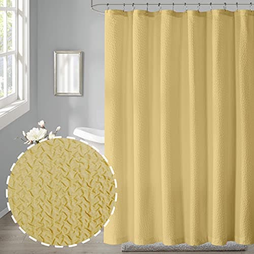 OVZME Yellow Shower Curtain for Bathroom, 3D Embossed Textured Kid's Shower Curtain, Fabric Washable Heavy Duty Soft Bath Curtain, Modern Bathroom Decor Soft Cloth Shower Curtain, 72" W x 72" L