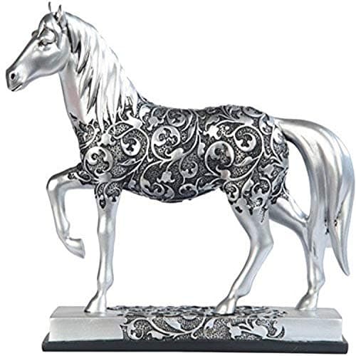 George S. Chen Imports SS-G-11678 Silver Toned Engraved Horse Trotting Statue, 7.25"