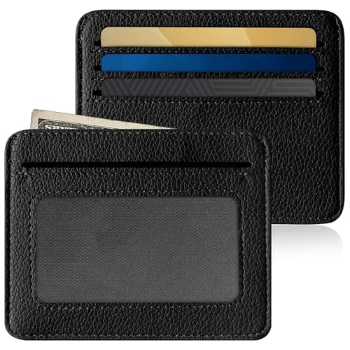 Mayski Credit Card Holder for Women Minimalist Wallet, RFID Blocking Wallets Card Cases, Small Wallets with ID Window for Women Men, Black