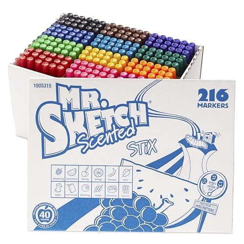 Mr. Sketch Scented Stix Markers, Fine Tip, Assorted Colors, 216 Count