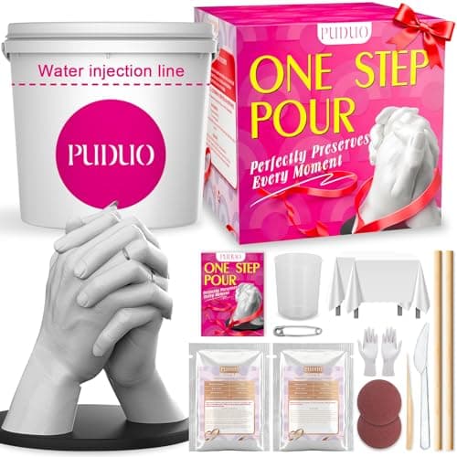 Puduo Hand Casting Kit for Couples or Family, DIY Plaster Hand Mold Keepsake Sculpture Kit Gifts for Her, Kids, Weddings, Anniversary