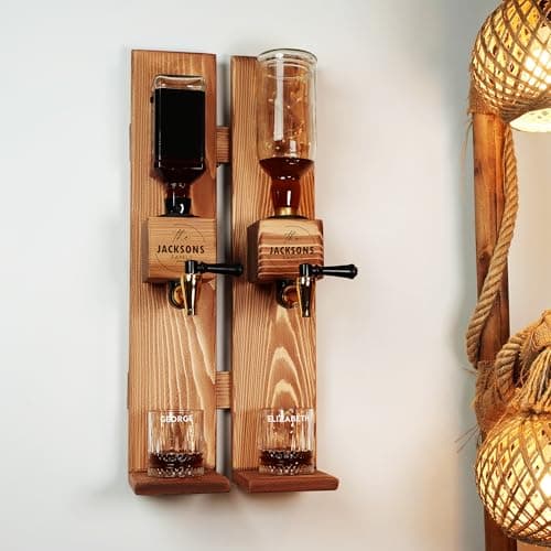 Personalized Whiskey Gift Set Liquor Dispenser, Wall Mounted Whiskey Dispenser, Custom Whiskey Storage with Glasses, Home Bar Decor Ideas