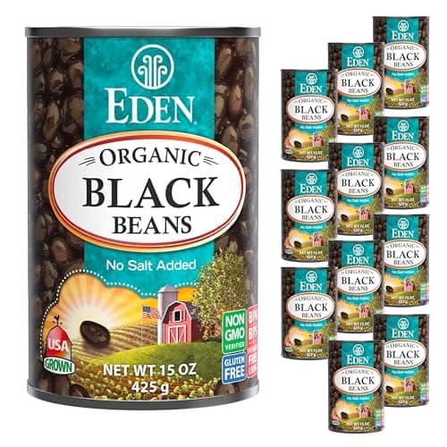 Eden Organic Black Beans, 15 oz Can (12-Pack Case), No Salt Added, Non-GMO, U.S Grown, Heat and Serve, Macrobiotic, Turtle Beans, Frijol Negro, Caviar Criollo