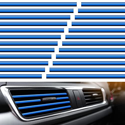 Frienda 20 Pieces Car Air Conditioner Vent Outlet Decoration Strips Universal Waterproof Bendable Car Vent Outlet Trim Decoration Car Interior Accessories for Straight Air Vent Outlet (Blue)