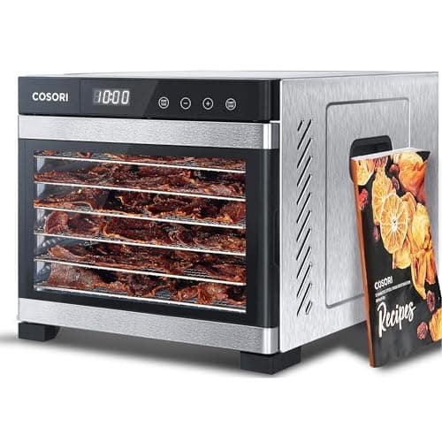 COSORI Food Dehydrator, Bigger Than 7 Trays With Large 6.5ft² Drying Space, 600W Power Saves More Time Than 480W, 165°F Dehydrated Dryer for Jerky, Dog Treats, Herbs, Meat, Fruit, and Yogurt, Silver