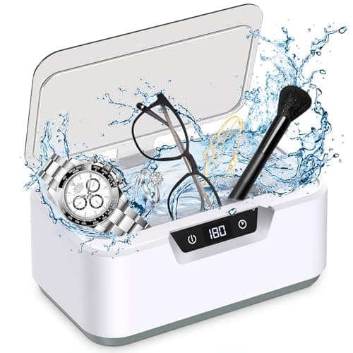 Klivvio Ultrasonic Jewelry Cleaner Machine: Ring Cleaner Ultrasonic, 48Khz Sonic Cleaner for Necklaces, Eyeglasses, Watch Strap, Dentures - Digital Timer, 4 Time Modes, 304 Stainless Steel, 13.5oz