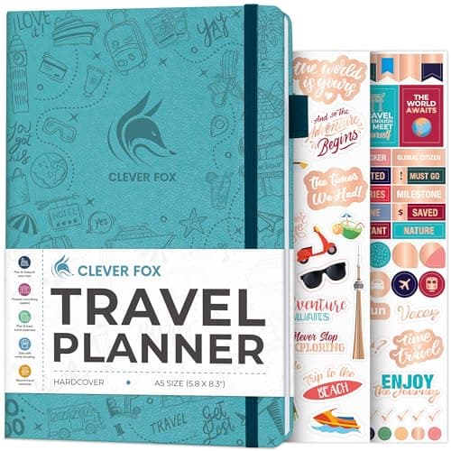 Clever Fox Travel Journal - Itinerary Travel Planner Organizer for Women, Men and Couples, Travel Log Journal, Lasts 5 Trips, A5 (Aquamarine, A5 (5.8" x 8.3"))