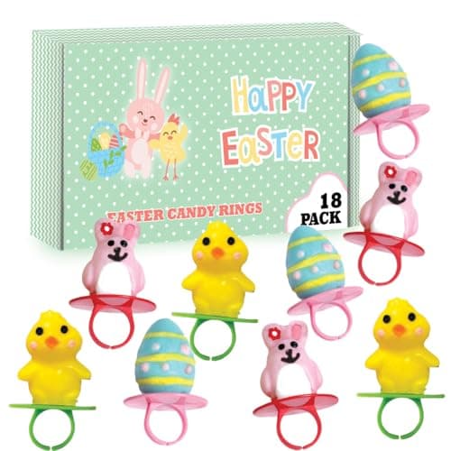 Easter Candy 3D Ring Pops - 18 Individually Wrapped Suckers Bulk Variety Pack - Candy for Easter Baskets - Egg Hunts