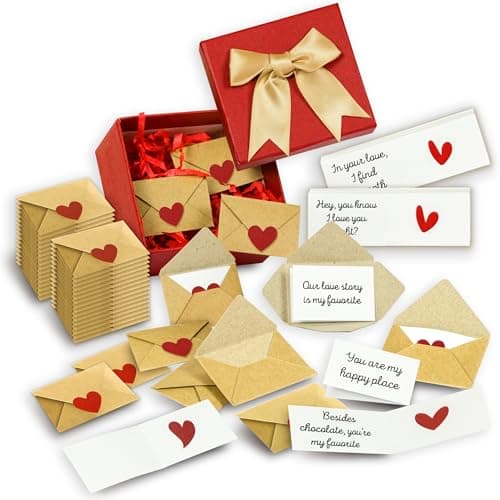 STOFINITY 60 Mini Love Notes With Envelopes - Valentines Day Gifts For Him, Her, Boyfriend, Girlfriend - Valentines Gift For Husband, Wife - Anniversary Birthday Christmas I Love You Gifts For Couples