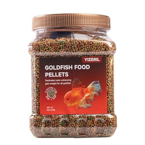 yizeril Floating Goldfish Food Pellets – 12oz Pond Fish Food Natural Color Enhancing, Promotes Growth with Natural Antarctic Krill & Spirulina, Clear Water Formula