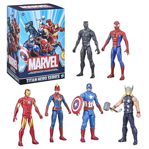 Marvel Titan Hero Series Action Figure Multipack, 6 Action Figures, 12-Inch Toys, Inspired By Marvel Comics, For Kids Ages 4 And Up (Amazon Exclusive)