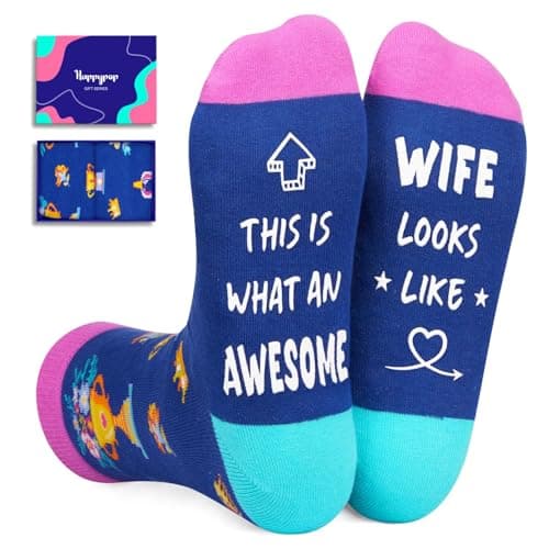 HAPPYPOP Cool Gifts for Wife - Gifts for Her Wife, Anniversary Valentine Birthday Mothers Day Socks, Stocking Stuffers