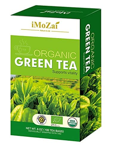 Imozai Organic Green Tea Bags 100 Count Individually Wrapped