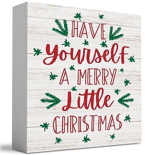 Have Yourself A Merry Little Christmas Wood Sign Christmas Decorations Indoor Farmhouse Christmas Decor Desk Table Block Signs Home Shelf Office Decoration 5 x 5 Inches