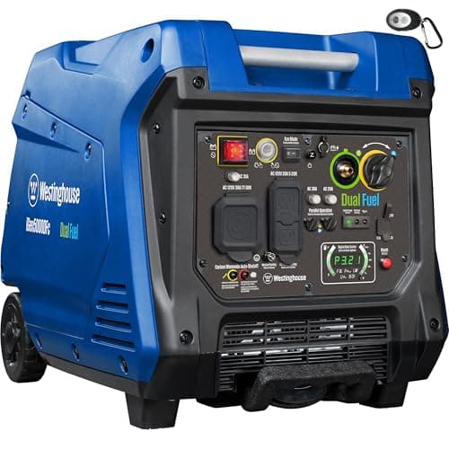 Westinghouse Outdoor Power Equipment 5000 Peak Watt Super Quiet Dual Fuel Portable Inverter Generator, Remote Electric Start, Gas & Propane Powered, RV Ready, CO Sensor, Parallel Capable