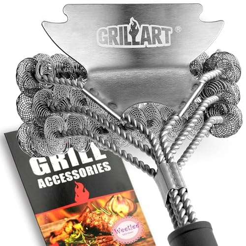 GRILLART Grill Brush and Scraper Bristle Free - Safe BBQ Brush for Grill -Stainless Grill Grate Cleaner - Safe Grill Accessories for Porcelain/Weber Gas/Charcoal Grill - Gifts for Grill Wizard/Men/Dad