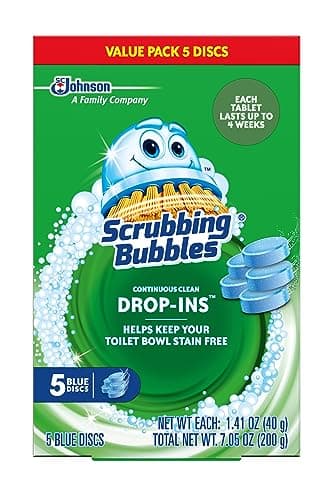Scrubbing Bubbles Toilet Bowl Tablets, Continuous Clean Toilet Drop In Discs, Each Tablet Provides 4 Weeks of Protection Against Stains and Build Up, 5 Count (Pack of 1)