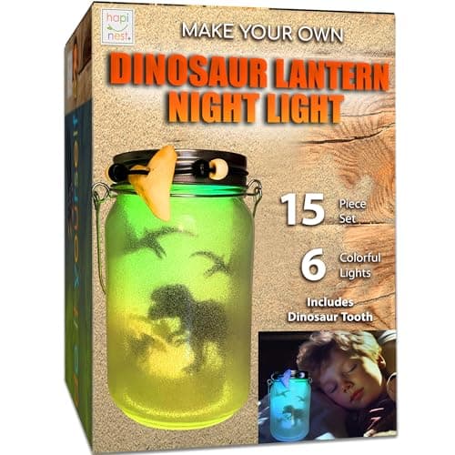 Hapinest DIY Dinosaur Toy Lantern Make Your Own Night Light Kit, Dino Toy Lanterns for Kids, Dinosaur Arts and Crafts Birthday Gift Ideas for Kids Boys Girls Ages 6 7 8 9 10 Years Old & Up