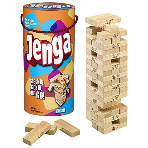 Hasbro Gaming Jenga Wooden Blocks Stacking Tumbling Tower Game | Party Games for Kids & Families | Christmas Stocking Stuffers | Ages 6+ (Amazon Exclusive)