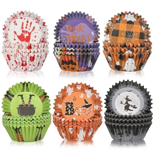 600 Pcs Halloween Cupcake Liners,Ghost Pumpkin Baking Cups for Halloween Party Candy Cake Decorations